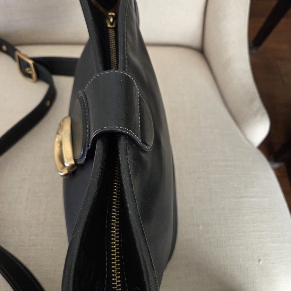 Coach Black Leather Shoulder Bag with Gold and Tan Accents - Picture 5 of 16